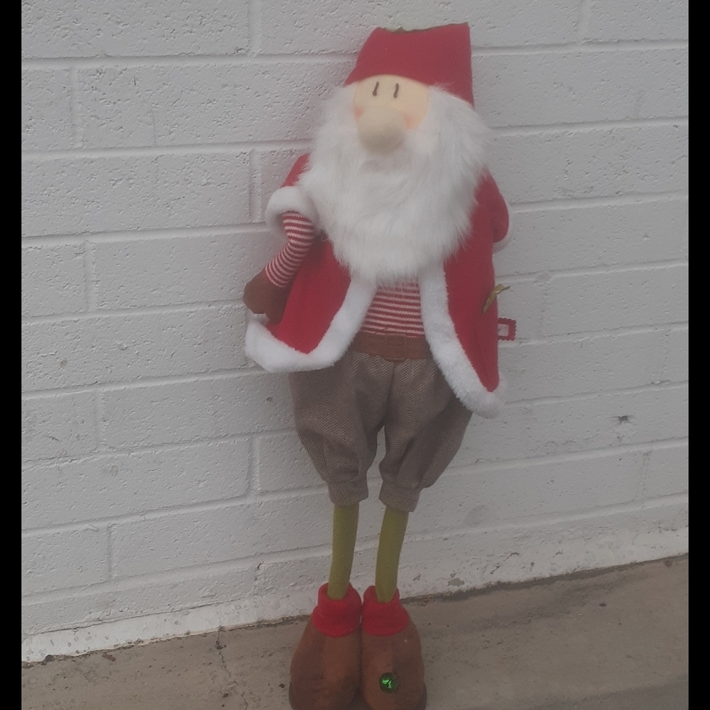 33" FOLK Art Santa Claus Doll red Hat coat pants Cloth & Wood legs Primitive - Picture 3 of 8